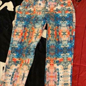 Multi color stretch leggings button up